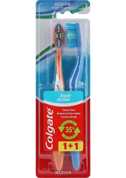 Зубная щетка Colgate Triple Action, 2 шт (средняя жёсткость)