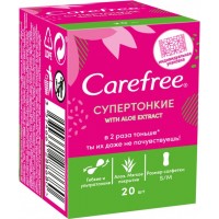 Супертонкі щоденні прокладки Carefree with Aloe extract в індивідуальних упаковках, 20 шт