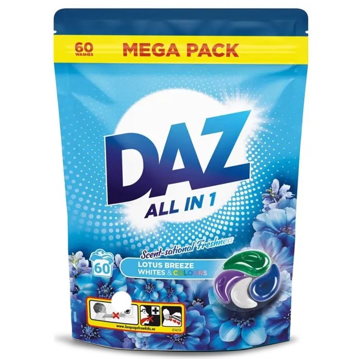 Капсули для прання DAZ Lotus Breeze для всіх типів тканин, 60 шт - 
