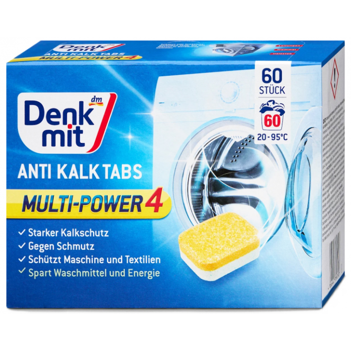 Таблетки проти накипу для пральної машини Denkmit Multi-Power 4, 60 шт - 