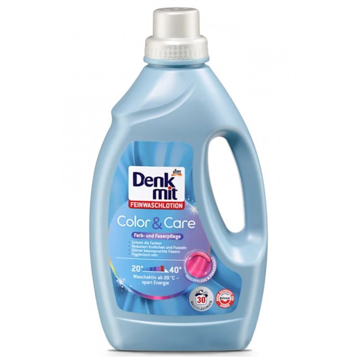 Гель для прання кольорових тканин Denktmit Color & Care, 1.5 л (30 прань) - 