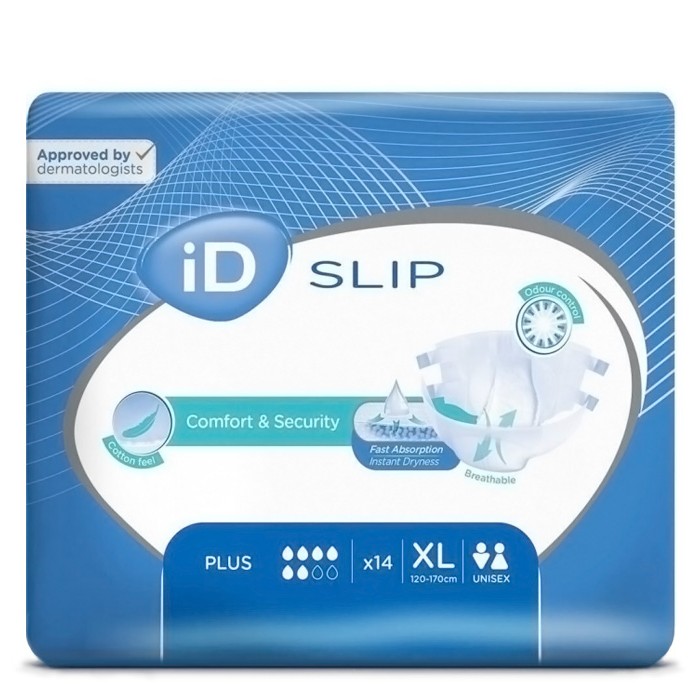 Підгузки для дорослих iD Slip Plus, розмір XL (120-170 см), 14 шт - 