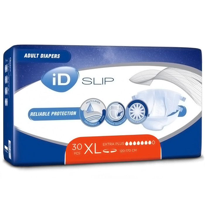 Подгузники для взрослых iD Slip Extra Plus, размер XL (120-170 см), 30 шт - 