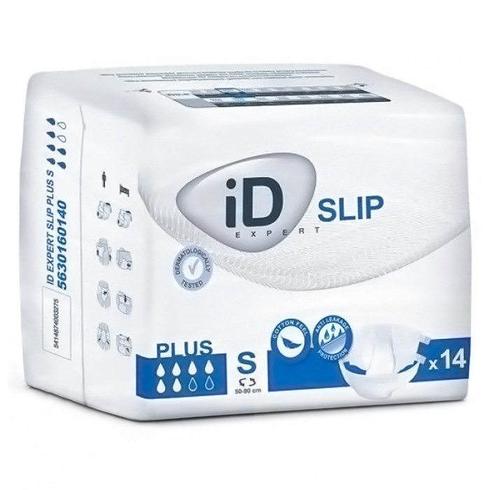 Подгузники для взрослых iD Expert Slip Plus, размер S (50-90 см), 14 шт - 