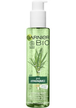 Детокс-гель для вмивання Garnier Bio для нормальної та комбінованої шкіри обличчя з екстрактом лемонграсу, 150 мл