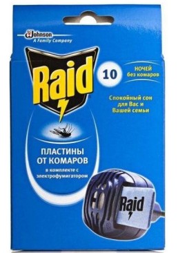 Электрофумигатор Raid  с пластинами от комаров 10 ночей