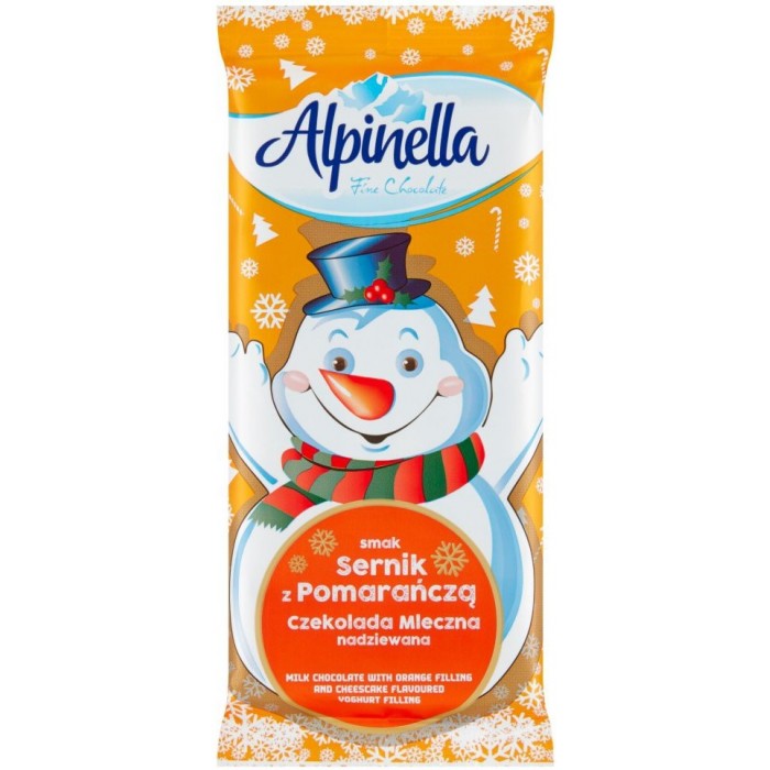 Молочный шоколад Alpinella с начинкой Апельсиновый чизкейк, 100 г - 