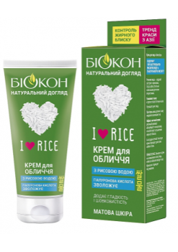 Крем для обличчя Біокон I Love Rice з рисової водою і гіалоуроном, 60 мл