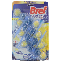 Туалетный блок Bref Цветная вода Лимон, 50 г х 4 шт