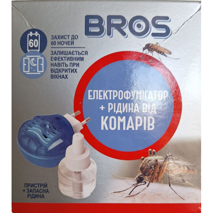Електрофумігатор Bros + рідина проти комарів 60 ночей, 40 мл - 