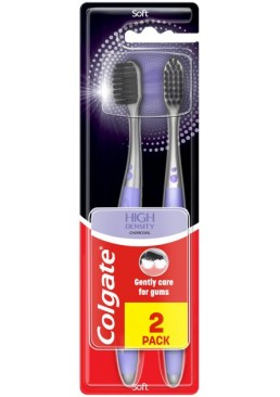 Зубная щетка Colgate High Density черный уголь, средней жесткости, 1+1 шт