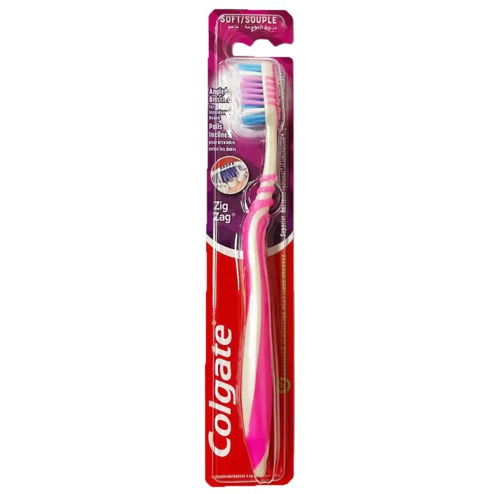 Мягкая зубная щетка розовая Colgate Zig Zag Soft, 1 шт - 