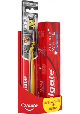 Набір Colgate Зубна паста Visible White Відбілювальна 75 мл + Щітка Zig Zag Деревне вугілля