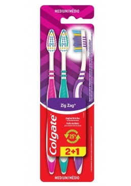 Зубная щетка Colgate Zigzag Plus 2+1шт (средней жесткости)