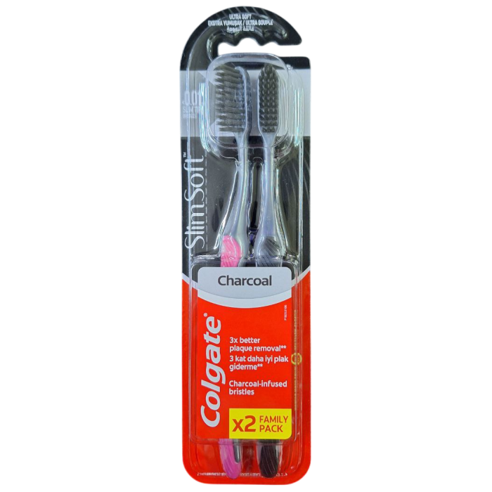 Зубна щітка Colgate Slim Soft Charcoal Деревне Вугілля, 1+1 шт - 