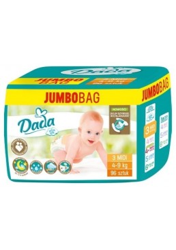 Підгузки дитячі DADA Extra Soft (3) midi 4-9кг Jumbo Bag, 96 шт 