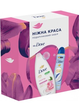 Подарочный набор Dove Нежная красота Пион и Розовое масло (гель для душа + дезодорант спрей)