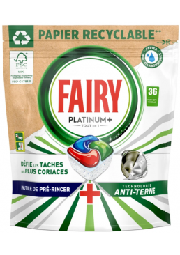 Капсулы для посудомоечной машины Fairy Platinum Plus Бумажный пакет, 36 шт