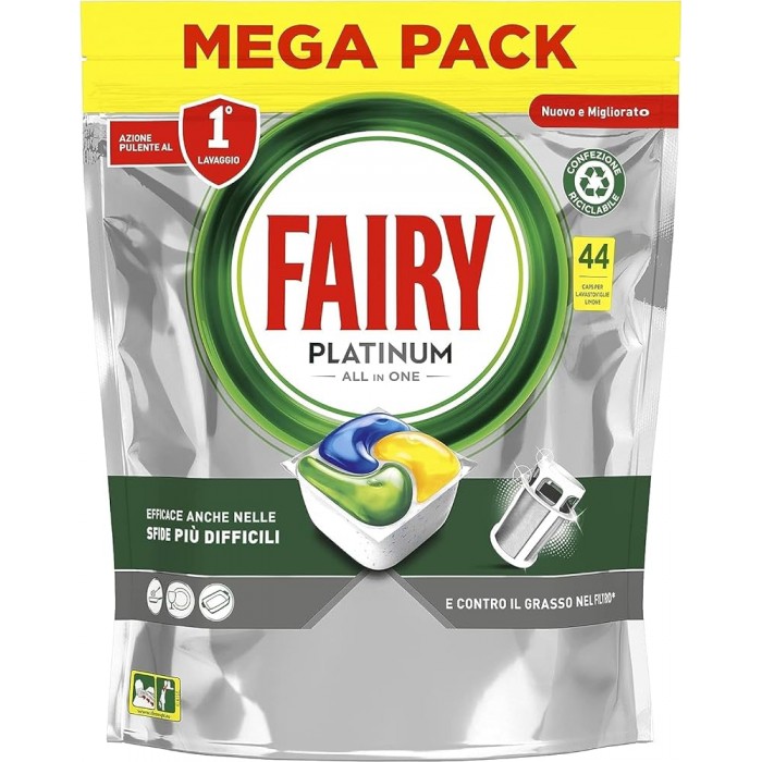 Капсулы для посудомоечной машины Fairy Platinum All in One Лимон, 44 шт - 