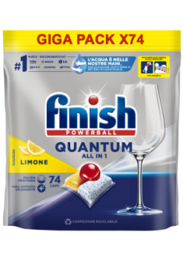 Таблетки для посудомоечных машин Finish Quantum All in 1 Lemon, 74 шт