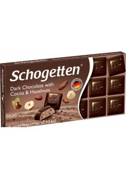 Шоколад SCHOGETTEN Dark Chocolate Cocoa Hazelnuts Чорний Какао Фундук, 100 г