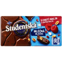 Шоколад молочный Studentska с малиной, орехами, желе, 170 г