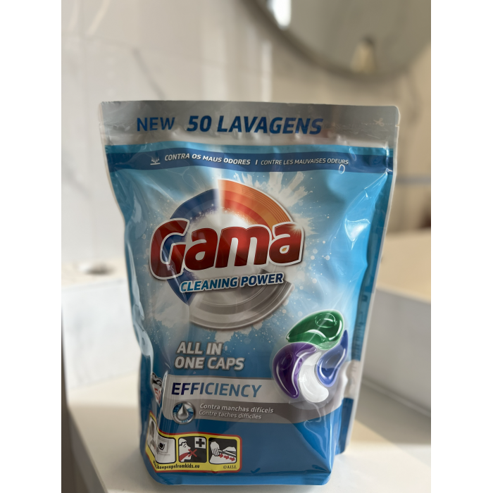 Капсули для прання Gama Cleaning Power 4в1 від неприємних запахів і сильних забруднень, 50 шт - 