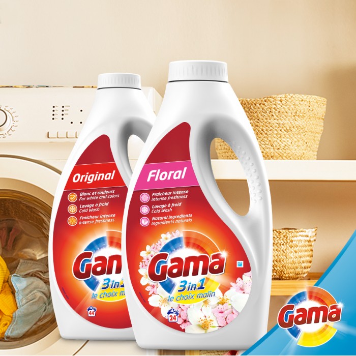 Гель для стирки Gama Original для белого и цветного белья, 1.98 л (44 стирки) - 