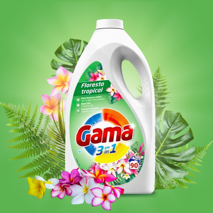 Гель для прання Gama Floresta Tropical з ароматом тропічних квітів, 4.05 л (90 прань) - 