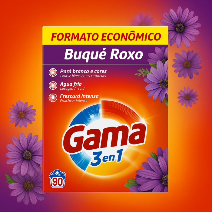Порошок для прання Gama Buque Roxo 3в1 з квітковим ароматом, 4.95 кг (90 прань) - 