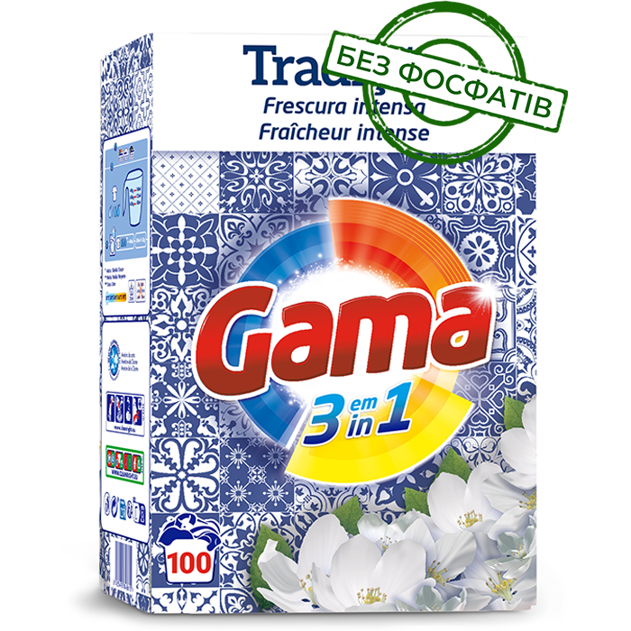Порошок для стирки Gama Tradicao 3в1 интенсивная свежесть, 5.5 кг (100 стирок) - 
