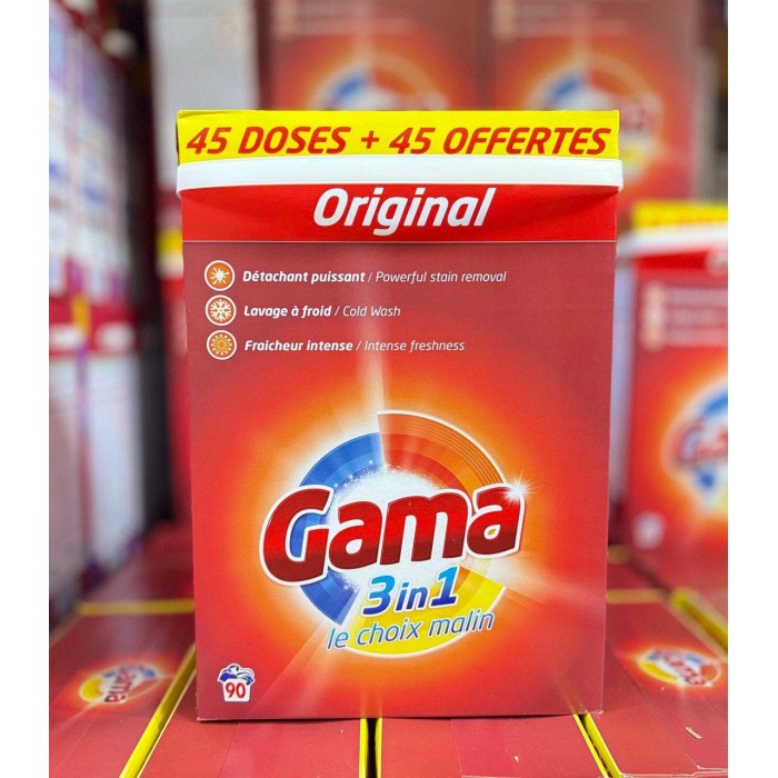 Порошок для прання Gama Original 3в1 для білої та кольорової білизни, 5.85 кг (45 + 45 прань) - 