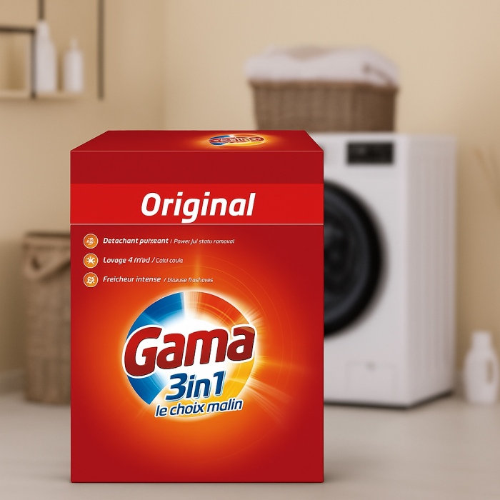 Порошок для прання Gama Original 3в1 для білої та кольорової білизни, 1.625 кг (25 прань) - 