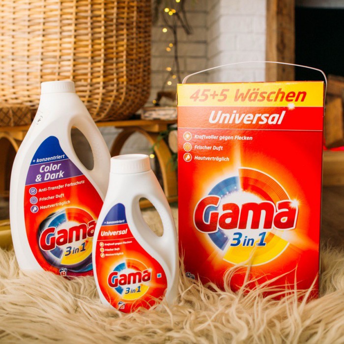 Порошок для прання Gama Universal 3в1 універсальний, 3 кг (50 прань) - 
