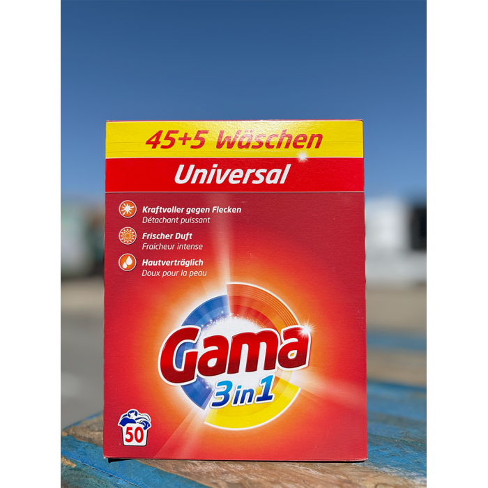 Порошок для прання Gama Universal 3в1 універсальний, 3 кг (50 прань) - 
