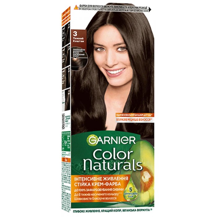 Краска для волос Garnier Color Naturals 3 Темный каштан, 110 мл - 