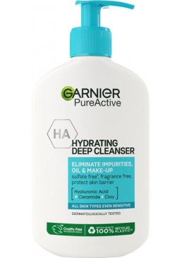 Зволожуючий гель Garnier Pure Active для інтенсивного очищення шкіри обличчя, схильного до недоліків, 250 мл