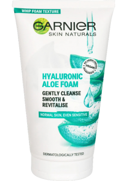 Очисна гіалуронова алое-пінка для вмивання Garnier Skin Naturals для нормальної та чутливої шкіри обличчя, 150 мл 