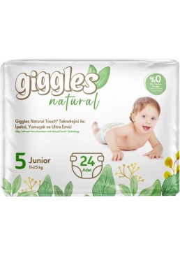 Підгузки дитячі Giggles Natural 5 Junior (11-25 кг), 24 шт