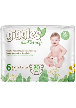 Підгузки дитячі Giggles Natural 6 Extra Large (15+ кг), 20 шт
