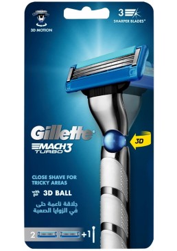 Станок для гоління Gillette Mach3 Turbo з 2 змінними картриджами