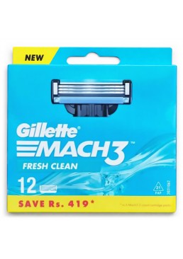 Сменные картриджи для бритья Gillette Mach3 Fresh Clean, 12 шт.