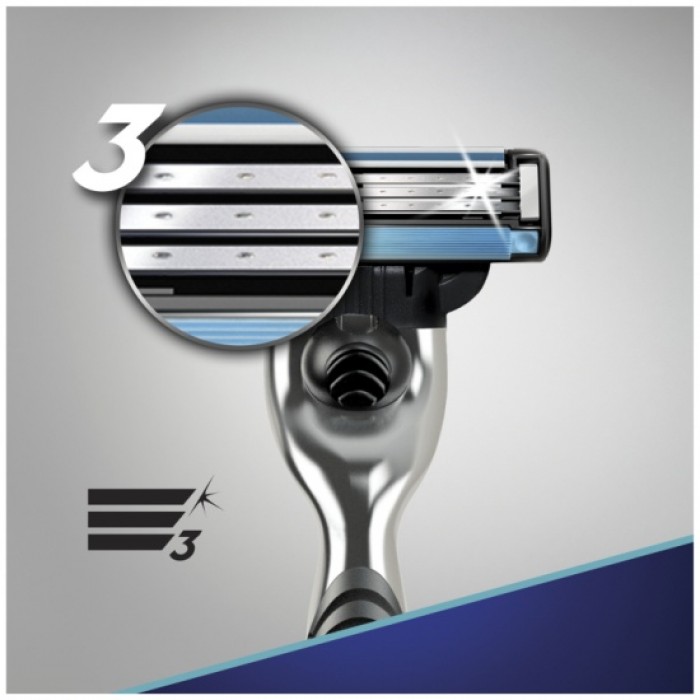 Подарунковий набір для чоловіків Gillette Бритва з 1 змінною касетою Mach 3 Start + Гель Fusion Ultra Sensitive, 200 мл - 