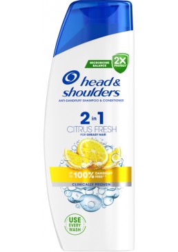 Шампунь Head & Shoulders 2 в 1 Против перхоти Цитрусовая свежесть, 330 мл