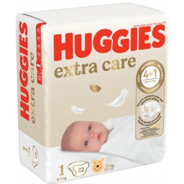 Підгузки Huggies Extra Care 1 (2-5 кг), 22 шт - 