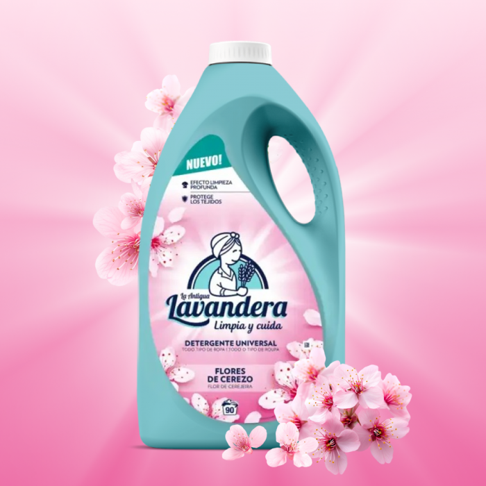 Гель для прання Lavandera Flores de Cerezo з ароматом квітучої вишні, 4,5 л (90 прань) - 