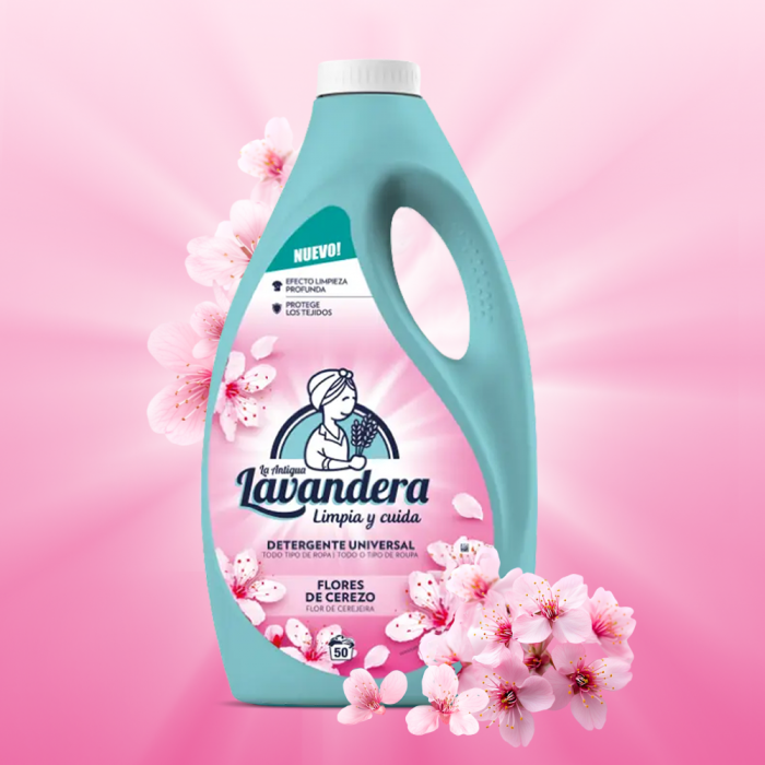 Гель для прання Lavandera Flores de Cerezo з ароматом квітучої вишні, 2.5 л (50 прань) - 