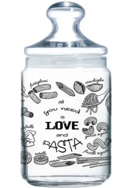 Банка для сыпучих Luminarc Love Pasta с прозрачной крышкой, 1 л