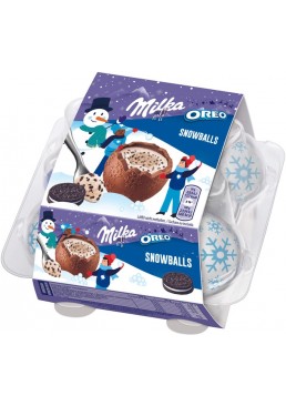 Фігурний молочний шоколад Milka Snow Balls з кремовою молочною начинкою та шматочками печива Орео, 112 г
