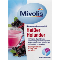 Горячий напиток для профилактики простуд и укрепления иммунитета Mivolis Vitamin C & Zink с бузиной, 20 шт